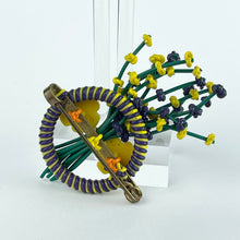 Load image into Gallery viewer, Original 1940's Purple, Yellow and Green Wartime Make Do and Mend Brooch with Flower Cluster Centre