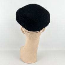 Load image into Gallery viewer, Original 1950's Black Fur Felt Hat with Double Button Trim - Timeless Piece