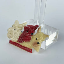 Load image into Gallery viewer, Original 1940's 1950's Trio of Scottie Dogs Brooch in Red, White and Cream