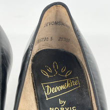 Load image into Gallery viewer, Original 1950's Deadstock Black Leather Court Shoes with Bow Detail - UK 5 *