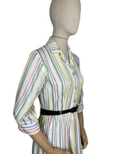 Load image into Gallery viewer, Original 1950's Fara-head Pastel Stripe Day Dress in Pink, Green, Yellow and Blue - Bust 36 37