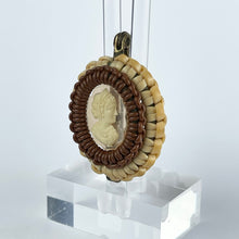 Load image into Gallery viewer, Original 1940's Brown and Cream Make Do and Mend Brooch Cameo Button Middle