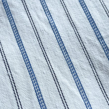 Load image into Gallery viewer, Original 1940's 1950's White Cotton Fabric with Blue and Black Stripe - Medium Weight Shirting - 28" x 128"