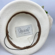 Load image into Gallery viewer, Original 1940’s 1950’s Cream Straw Hat with Velvet Trim and Large Fabric Rose