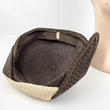 Load image into Gallery viewer, Original 1930’s Brown and Cream Straw Hat with Leaf Detail