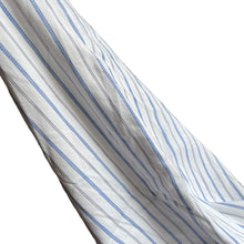 Load image into Gallery viewer, Original 1940's 1950's White Cotton Fabric with Blue and Black Stripe - Medium Weight Shirting - 28" x 128"