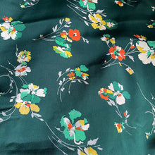 Load image into Gallery viewer, Original 1930's Emerald Green Pure Silk Fabric with Autumnal Floral Print - Dress Length