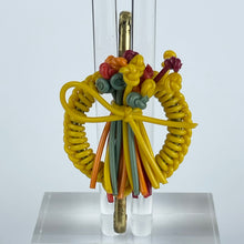 Load image into Gallery viewer, Original 1940's Yellow, Blue, Red and Orange Make Do and Mend Brooch with Flower Cluster