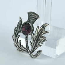 Load image into Gallery viewer, Charming Vintage Scottish Thistle Brooch with Purple Paste Stone