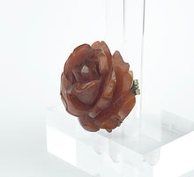 Load image into Gallery viewer, Original 1940's Carved Bakelite Rose Head Brooch in Brown