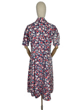 Load image into Gallery viewer, Original 1940's Red, White and Blue Cotton Chore Dress with Pockets - Great Summer Frock - Bust 36 38