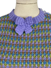 Load image into Gallery viewer, Reproduction 1940's Waffle Stripe Jumper in Brown, Blue, Green and Lavender Knitted from a Wartime Pattern - Bust 36 38 40