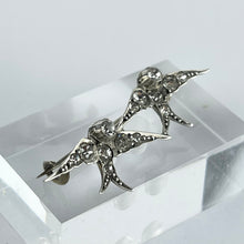 Load image into Gallery viewer, Antique Victorian Hallmarked Silver Double Swallow Brooch Set with Paste - Sweetheart Brooch *