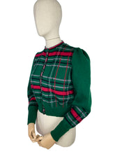 Load image into Gallery viewer, Late 1930's Reproduction Hand Knitted Long Sleeved Ski Jacket in Bottle Green, Cranberry Red, Slate Grey and Black Pure Wool - Bust 38