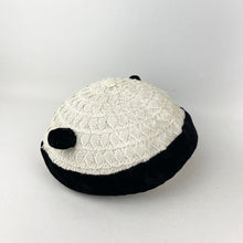 Load image into Gallery viewer, Original 1950's White and Black Hat with Velvet Bobble Trim - Charming Little Piece *