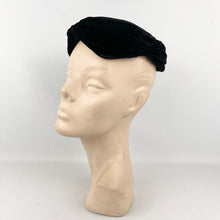 Load image into Gallery viewer, Original 1950's Classic Black Velvet Hat by Jacoll - Great Wardrobe Staple