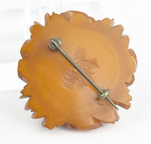 Load image into Gallery viewer, Original 1940's Carved Bakelite Flower Cluster Brooch in Brown