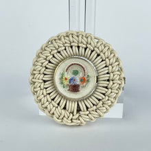 Load image into Gallery viewer, Original 1940's White Wartime Make Do and Mend Brooch with Glass Flower Button Middle