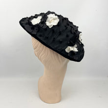 Load image into Gallery viewer, Original 1950's Black and White Pancake Hat in Grosgrain and Velvet - Great New Look Design