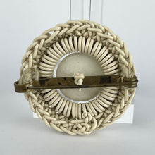 Load image into Gallery viewer, Original 1940's White Wartime Make Do and Mend Brooch with Glass Flower Button Middle