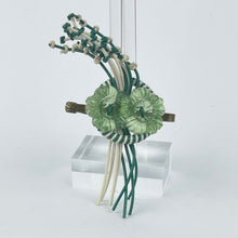 Load image into Gallery viewer, Original 1940's White and Green Wartime Make Do and Mend Brooch with Flower Cluster Centre