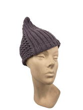 Load image into Gallery viewer, Reproduction 1930's Pointed Hat - Hand Knitted in Merino Wool in Mulberry