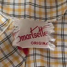 Load image into Gallery viewer, Original Late 1950's or Early 1960's Smartsette Lightweight Cotton Day Dress in Yellow, Black and White Check - Bust 42