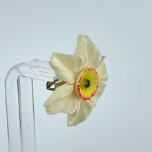 Load image into Gallery viewer, Vintage 1940's 1950's Carved Daffodil Brooch and Clip on Earring Set