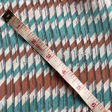 Load image into Gallery viewer, Original 1940's Turquoise, Brown and White Rayon Dressmaking Fabric - 34" x 84"