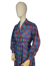 Load image into Gallery viewer, Original 1940’s Plaid Cotton Long Sleeved Belted Chore Dress with Pockets and Ric-rac Trim - Bust 36 38 *