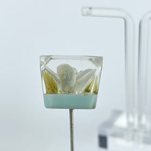 Load image into Gallery viewer, Original 1940's 1950's Carved Lucite Floral Hat Pin in Blue and White *