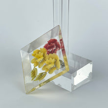 Load image into Gallery viewer, Original 1940's 1950's Reverse Carved Lucite Diamond Shaped Brooch with Flowers *
