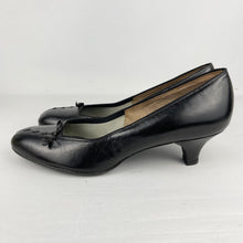 Load image into Gallery viewer, Original 1950's Deadstock Black Leather Court Shoes with Bow Detail - UK 5 *