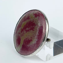 Load image into Gallery viewer, Art Nouveau Ruskin Pottery Brooch in Pink, Grey and Mustard - Set in Hallmarked Silver Mount *