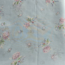 Load image into Gallery viewer, 1940's Dressmaking Fabric for Nightwear or Underwear - Pale Blue With Pink Flowers and Blue Ribbons 32" x 80" - No.6