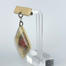 Load image into Gallery viewer, Original 1940's 1950's Plastic Bar Brooch with Dried Flower Droplet *
