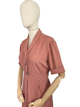 Load image into Gallery viewer, Original Late 1940's or Early 1950's Salmon Pink Day Dress with Glass Buttons - Bust 38 40