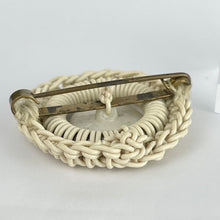 Load image into Gallery viewer, Original 1940's White Wartime Make Do and Mend Brooch with Glass Flower Button Middle