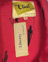 Load image into Gallery viewer, Original 1950's Red and Black Novelty Print Arrow Head Wiggle Dress by Linzi Line in Liberty of London Silk - Bust 34