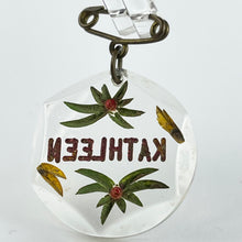 Load image into Gallery viewer, Original 1940's Reverse Carved Lucite Kathleen Name Brooch with Flowers *