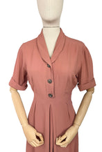 Load image into Gallery viewer, Original Late 1940's or Early 1950's Salmon Pink Day Dress with Glass Buttons - Bust 38 40