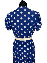 Load image into Gallery viewer, Original 1940's Blue and White Polka Dot Belted Dress and Matching Shorts and Top Playsuit - Bust 34 *