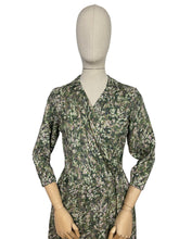 Load image into Gallery viewer, Original 1950's Silk Floral Day Dress in Green - Bust 38 *