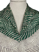 Load image into Gallery viewer, Original 1940's Green and White Chevron Print Day Dress - Bust 38