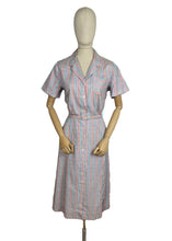 Load image into Gallery viewer, Original Late 1940's White Stripe Summer Dress in Purple, Pink, Turquoise and Black - Bust 40 42