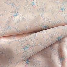 Load image into Gallery viewer, 1940's Dressmaking Fabric for Underwear or Nightwear - Pink Base with Ribbons and Floral Print in White, Pink and Blue - 36" x 130" - No.18