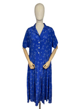 Load image into Gallery viewer, Reproduction Volup 1940's 1950's Novelty Print Pure Silk Dress in Blue with White Polka Dot Bows - Bust 40 42 *