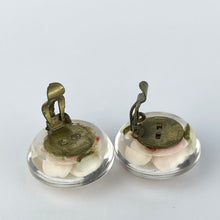 Load image into Gallery viewer, Original 1940's 1950's Reverse Carved Lucite Rose Clip-on Earrings