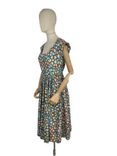 Load image into Gallery viewer, Original 1950's Classic Cotton Day Dress in Green, Blue, Orange and Grey Abstract Print - Bust 36 *