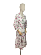 Load image into Gallery viewer, Original 1950’s Pretty Pink Roses Print Dress in Fine Stripe - Bust 34